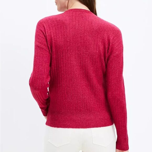 LOFT Ribbed Wrap Sweater Size Medium Toasted Pink New with Tags - Picture 2 of 9